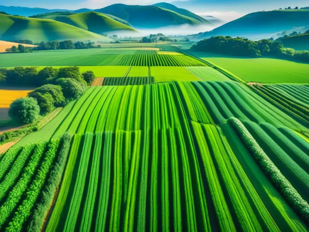 Agricultura de precisión en armonía con la naturaleza, recursos sostenibles y eficiencia en un campo verde geométrico