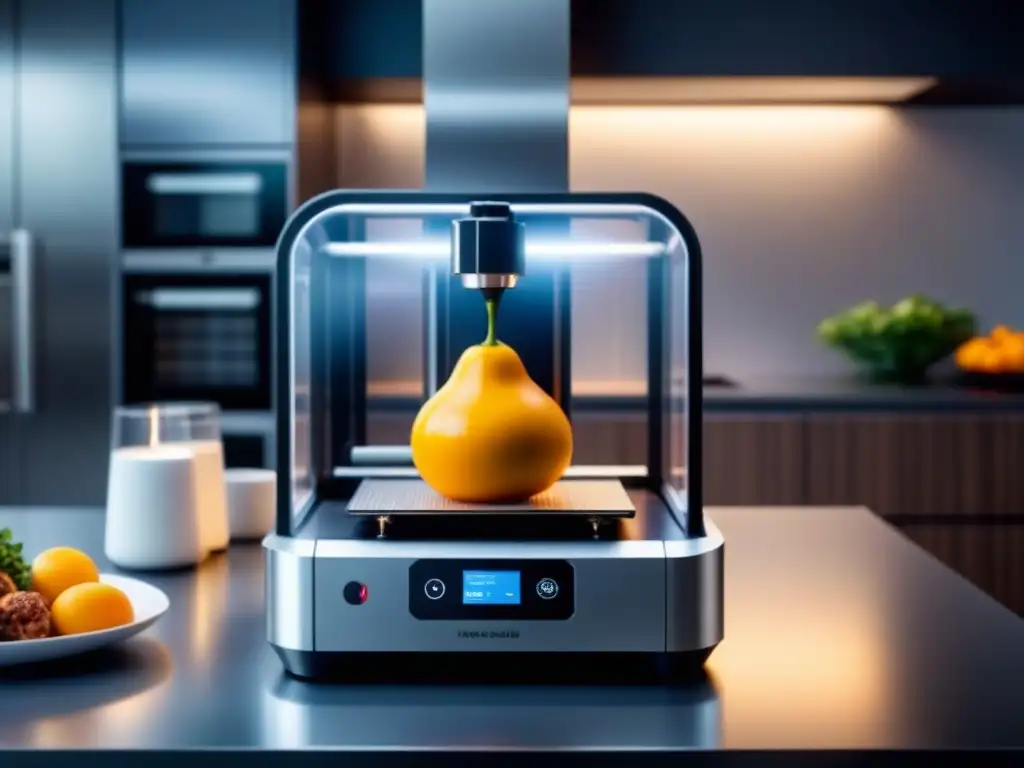 Impresión 3D de alimentos personalizados en cocina futurista