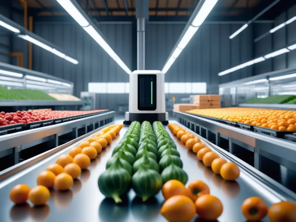 Un almacén futurista con línea de empaquetado sostenible de alta tecnología