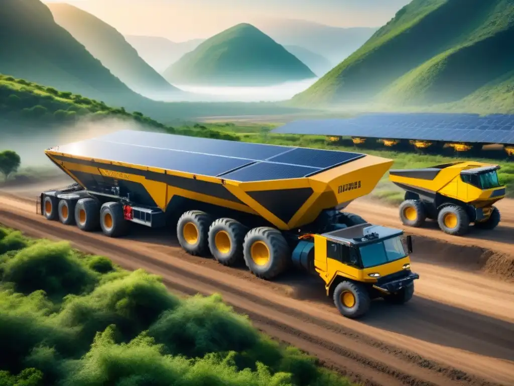 Minería sostenible: armonía entre tecnología y naturaleza Armonía entre tecnología extracción minera sostenible y naturaleza en paisaje futurista ecofriendly