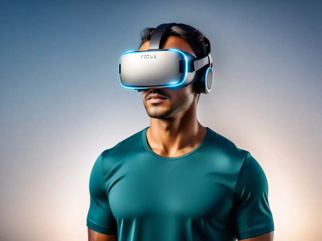 Cascos de realidad virtual: diseño minimalista y futurista Un auricular de realidad virtual elegante y moderno resaltando su diseño minimalista