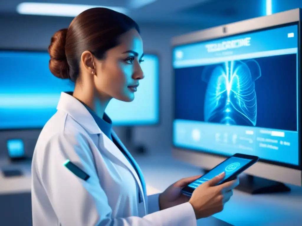 Avances en biometría en telemedicina: Ilustración futurista de consulta médica virtual entre proveedor y paciente en formas abstractas y tranquilas