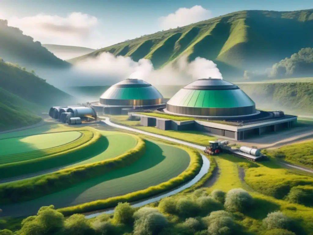 Avances legislativos minería sostenible: Armonía entre tecnología y naturaleza en una mina futurista integrada en un paisaje verde