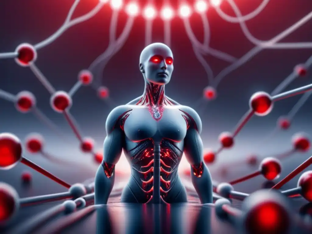 Nanorobots plateados navegan por torrente sanguíneo en 8k Avances en nanorobots de medicina regenerativa explorando el torrente sanguíneo con destreza futurista