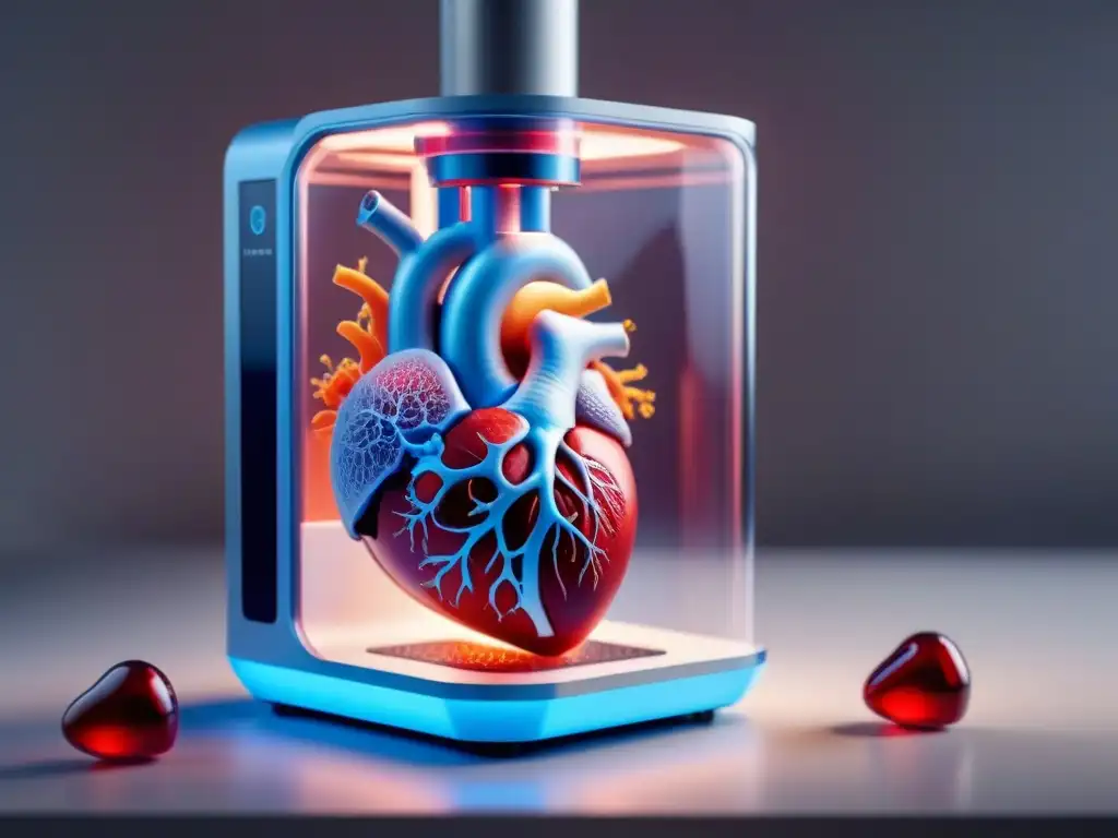 Avanzada bioprinter crea corazón humano: precisión e innovación Avanzada bioimpresión de órganos en acción, creando un corazón humano