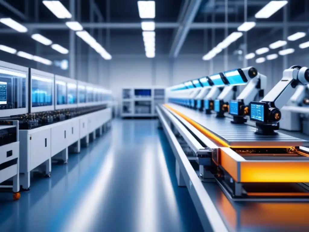 Avanzada línea producción empaquetado futurista con robótica y analítica datos