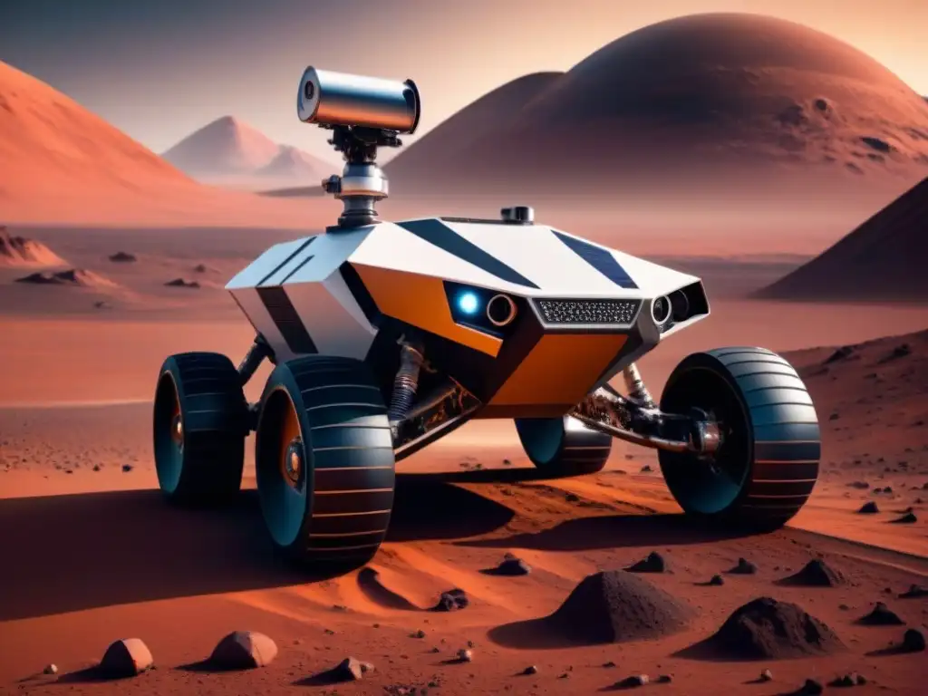 Avanzada exploración espacial: Rover futurista en Marte con sistemas autónomos