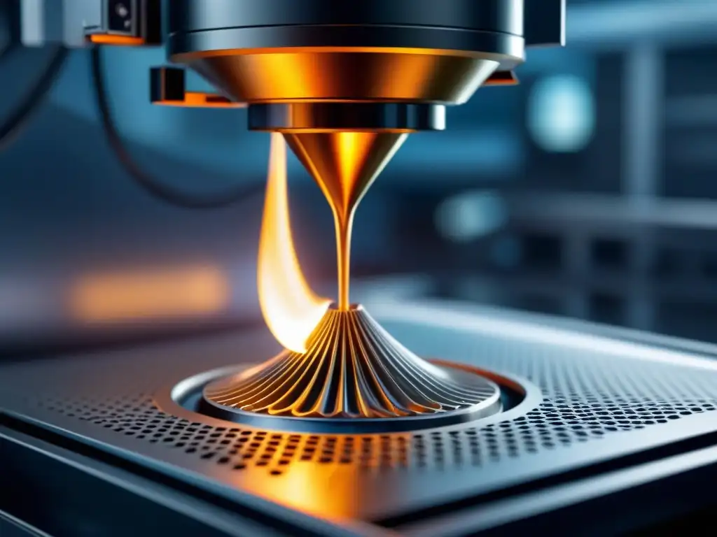 Avanzada impresión 3D en metales: precisión y tecnología 'Avanzada impresión 3D de metales en acción, depositando capas precisas de metal fundido