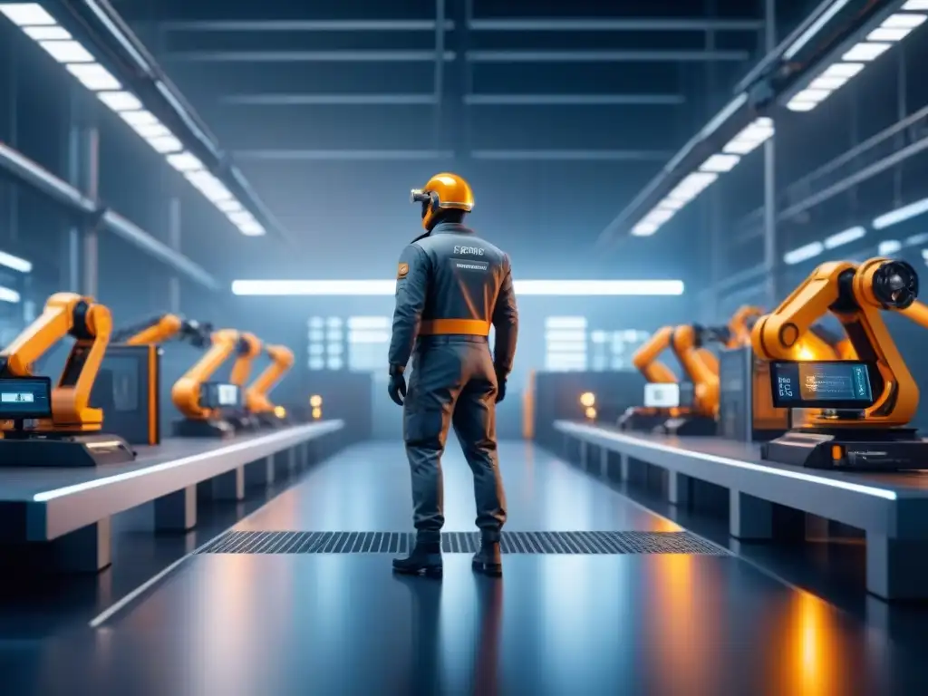 Futurista fábrica 3D: Robótica y metal avanzado Avanzada impresión 3D de metales en fábrica futurista con robots y tecnología de vanguardia