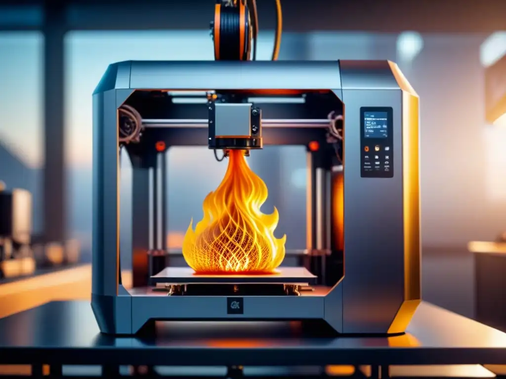 Avanzada impresora 3D metalizada creando pieza industrial con precisión Avanzada impresión 3D de metales en acción, creando parte industrial con precisión