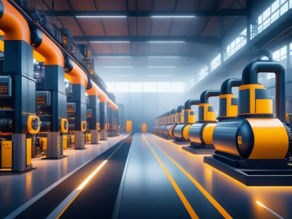 Avanzada planta industrial futurista con tecnología de gestión de recursos en industria