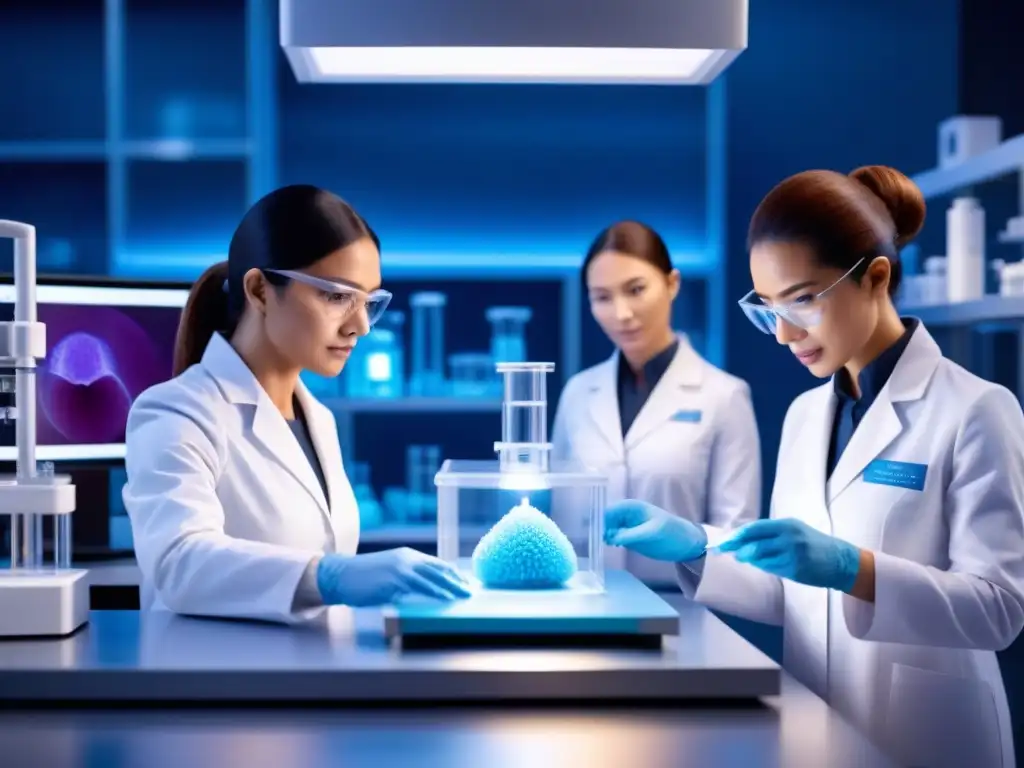 Avanzada bioimpresión de tejidos y órganos en un laboratorio futurista de alta tecnología