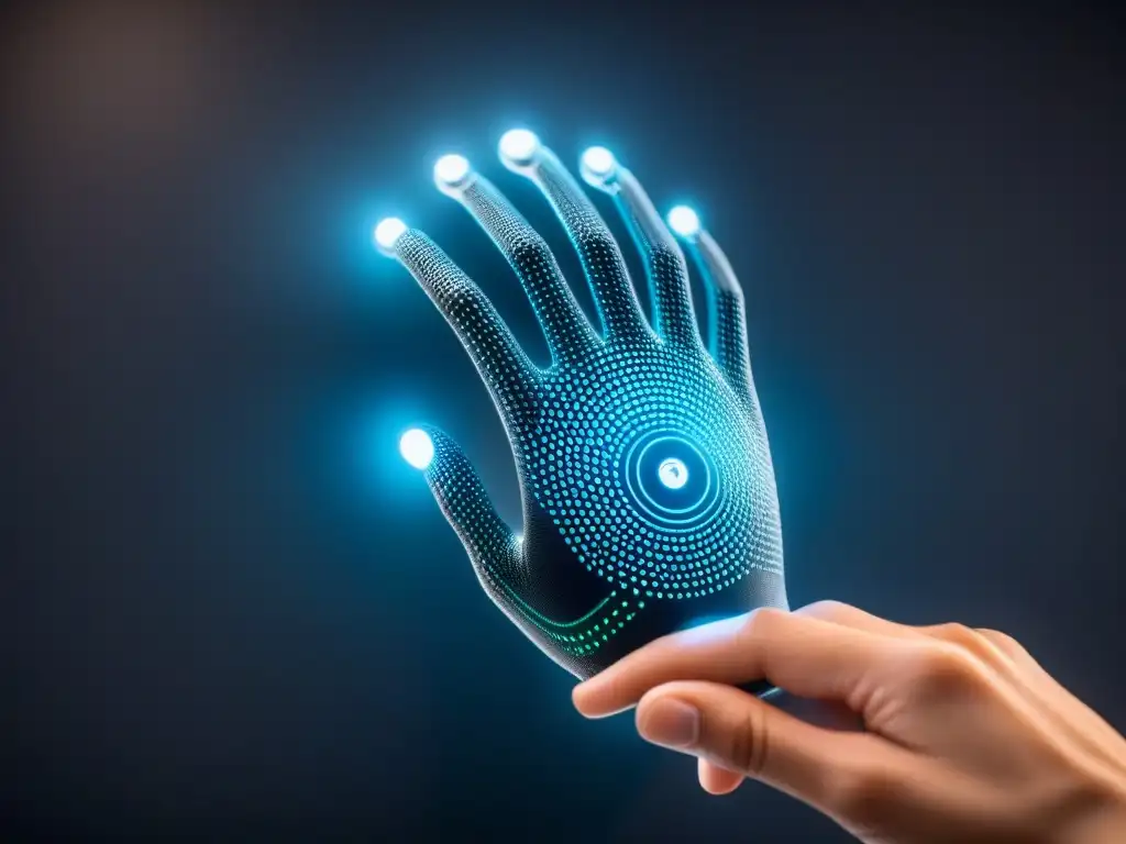 Avanzado sensor biométrico capturando datos de mano en sector salud