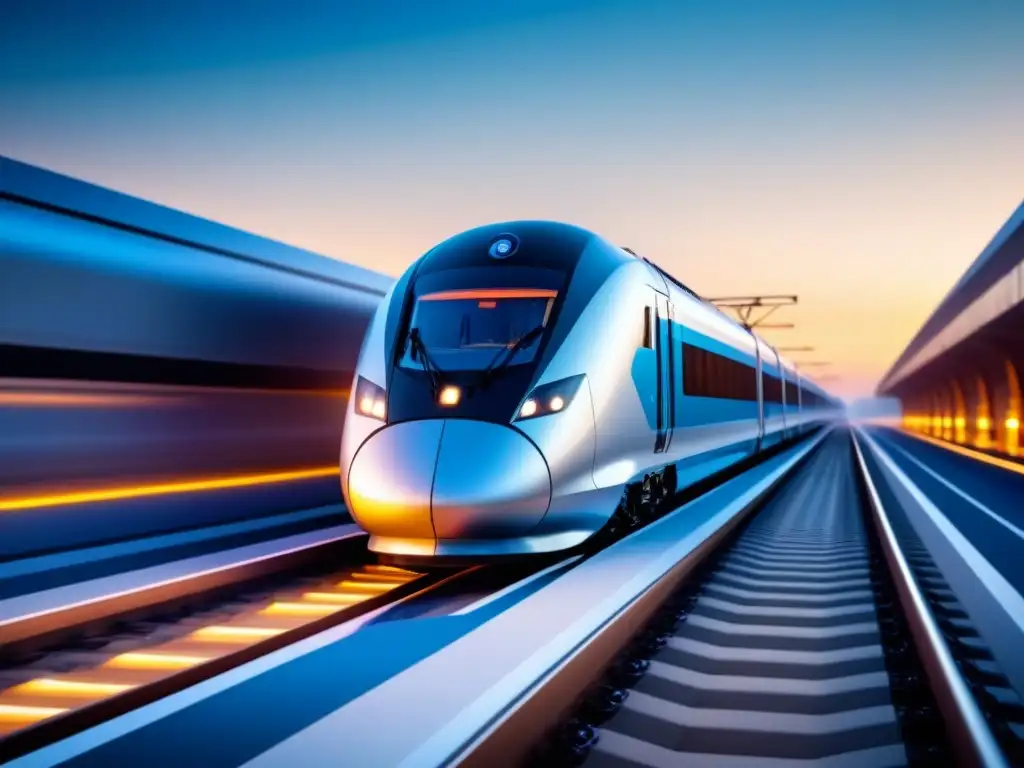 Tren de alta velocidad sobre rieles futuristas de materiales innovadores Avanzado tren sobre rieles compuestos, destaca beneficios de composites en ferroviaria