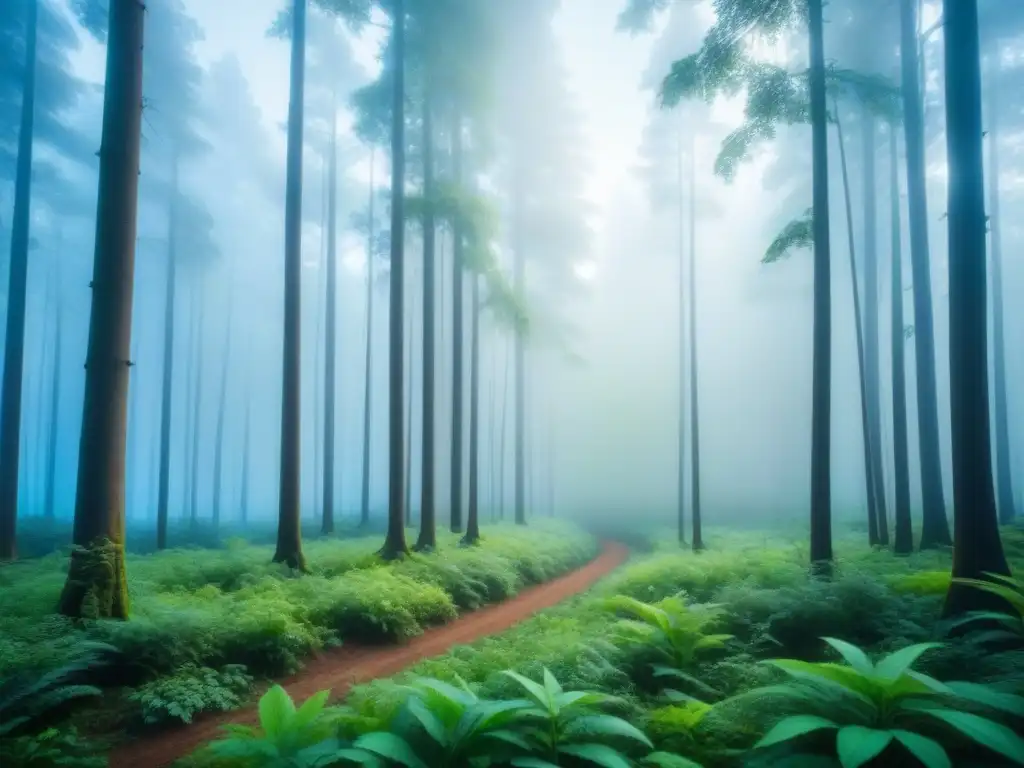 Bosque verde exuberante bajo cielo azul, simbolizando los Beneficios de la captura de carbono