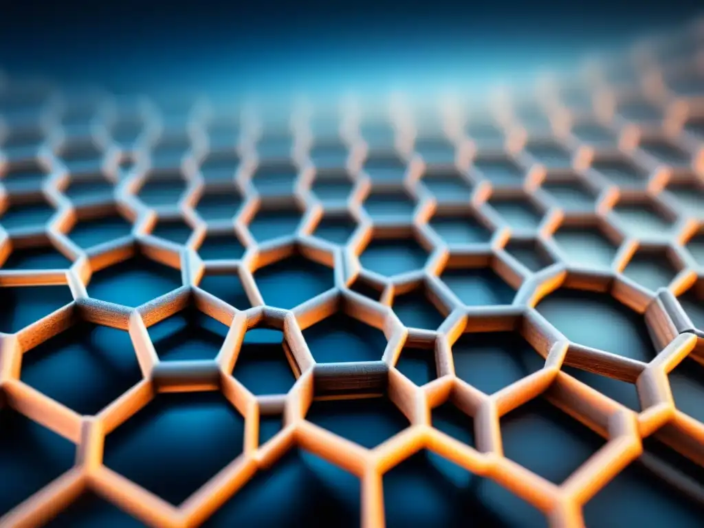 Nanotubo de carbono: estructura hexagonal detallada Brillante nanotubo de carbono en tecnología, mostrando su estructura hexagonal en un fondo degradado de azules y negros