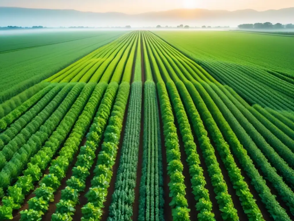 Campo agrícola futurista: drones y cultivos precisionados Un campo agrícola futurista con cultivos precisos monitorizados por drones autónomos, fusionando tecnología y naturaleza
