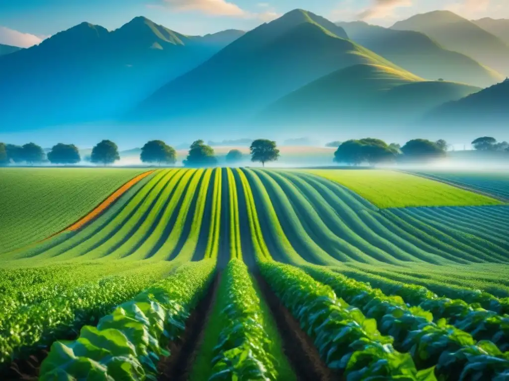 Un campo verde exuberante bajo el cielo azul resalta la importancia de la agricultura sostenible