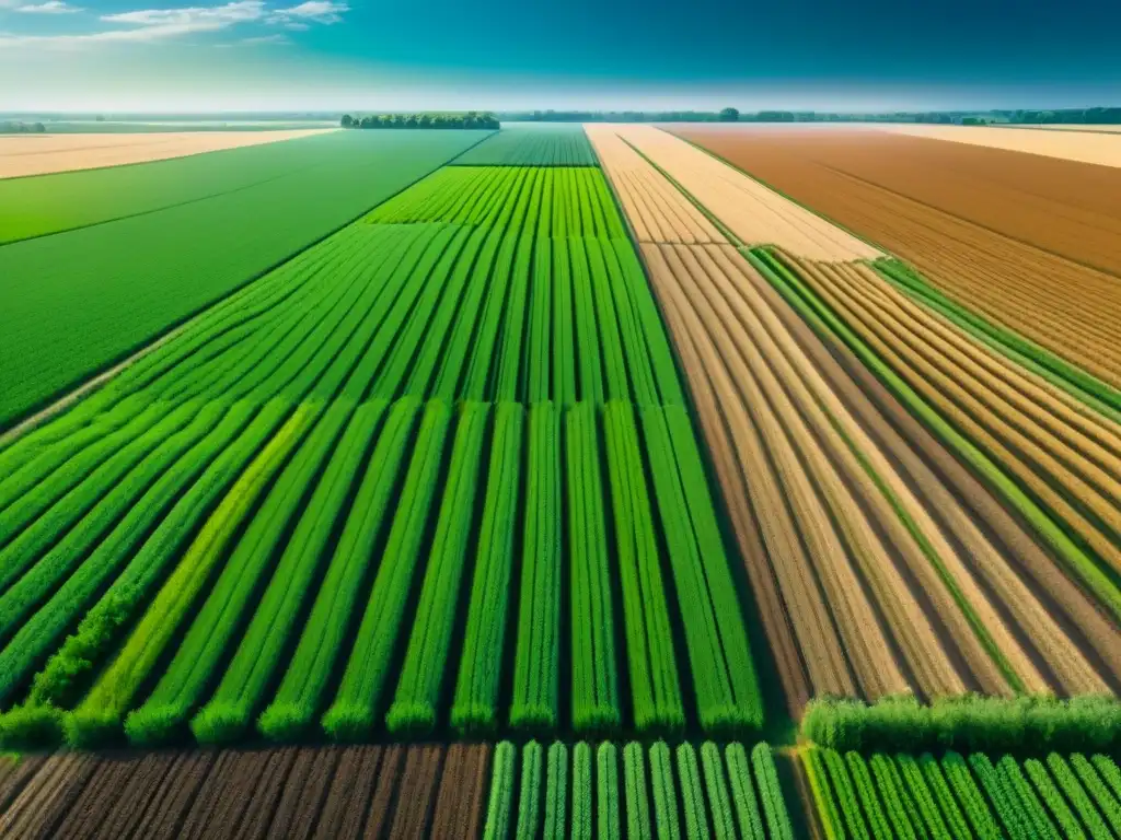 Un campo verde exuberante cuidado con precisión por un agricultor, mostrando tecnología avanzada y gráficos de datos