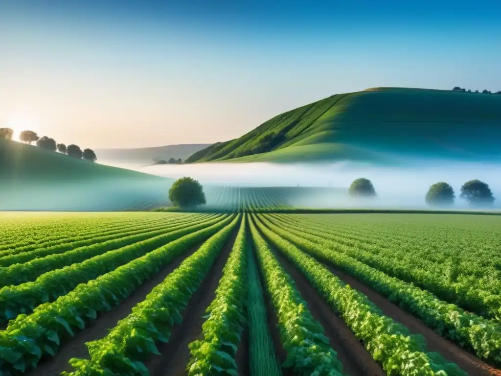 Campo verde y fértil bajo cielo azul