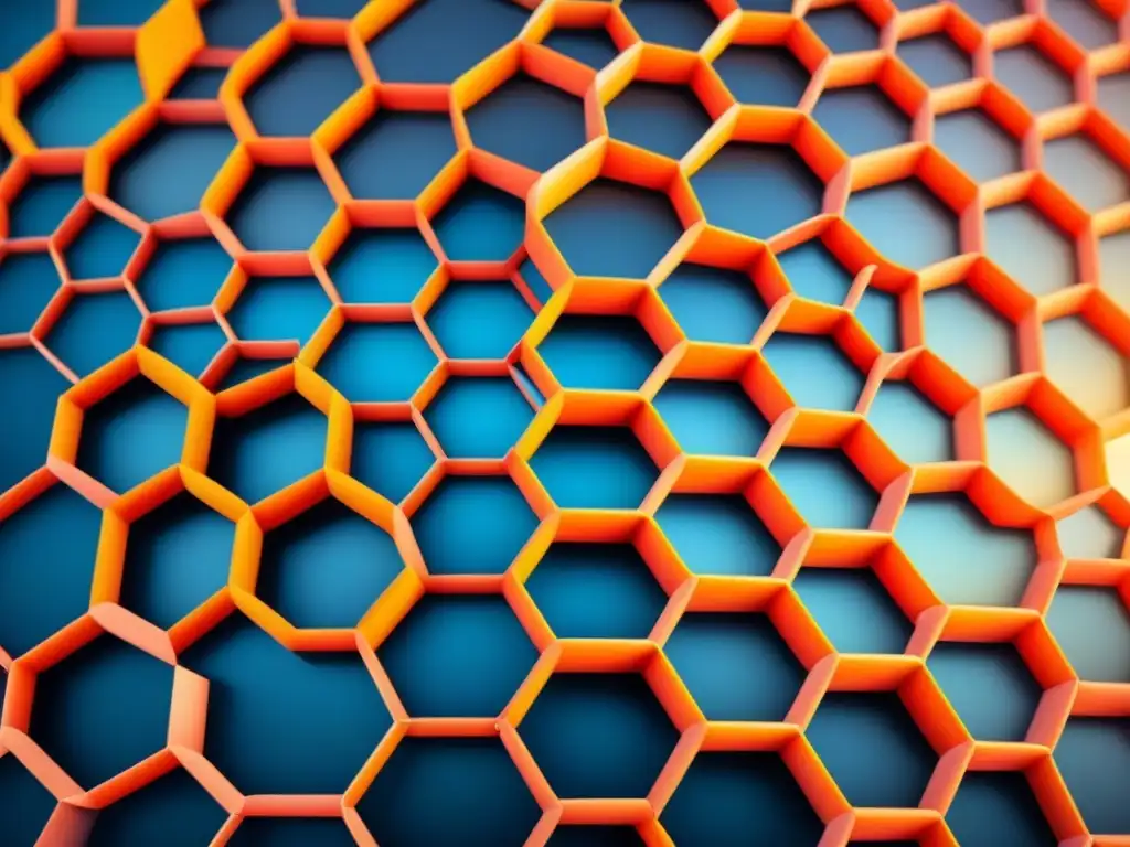 Un cautivador lienzo de grafeno a nivel atómico, revelando su estructura hexagonal con precisión