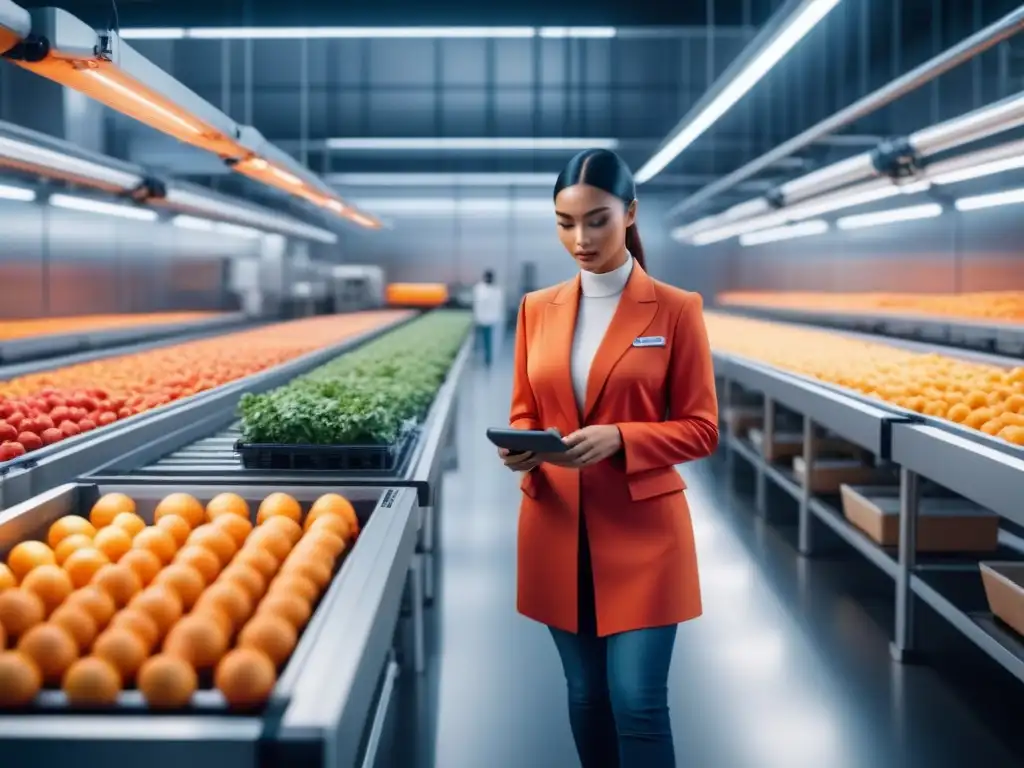 Centro de producción de alimentos futurista con tecnología de Inteligencia Artificial en Producción Alimentaria