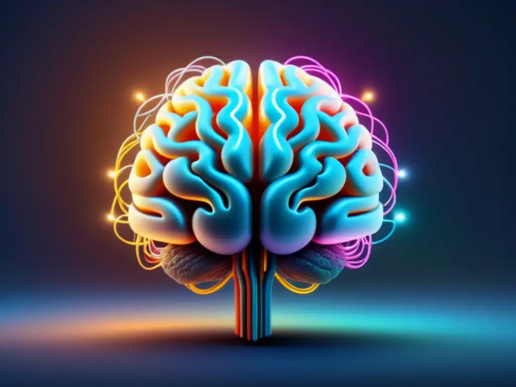 Un cerebro futurista de circuitos conectados, lleno de energía vibrante
