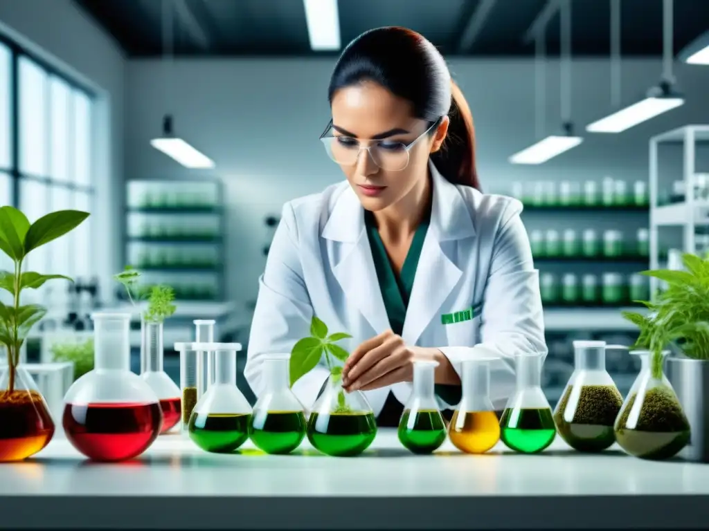 Un científico extrae con precisión beneficios de extractos naturales para aplicaciones nutracéuticas en un moderno laboratorio