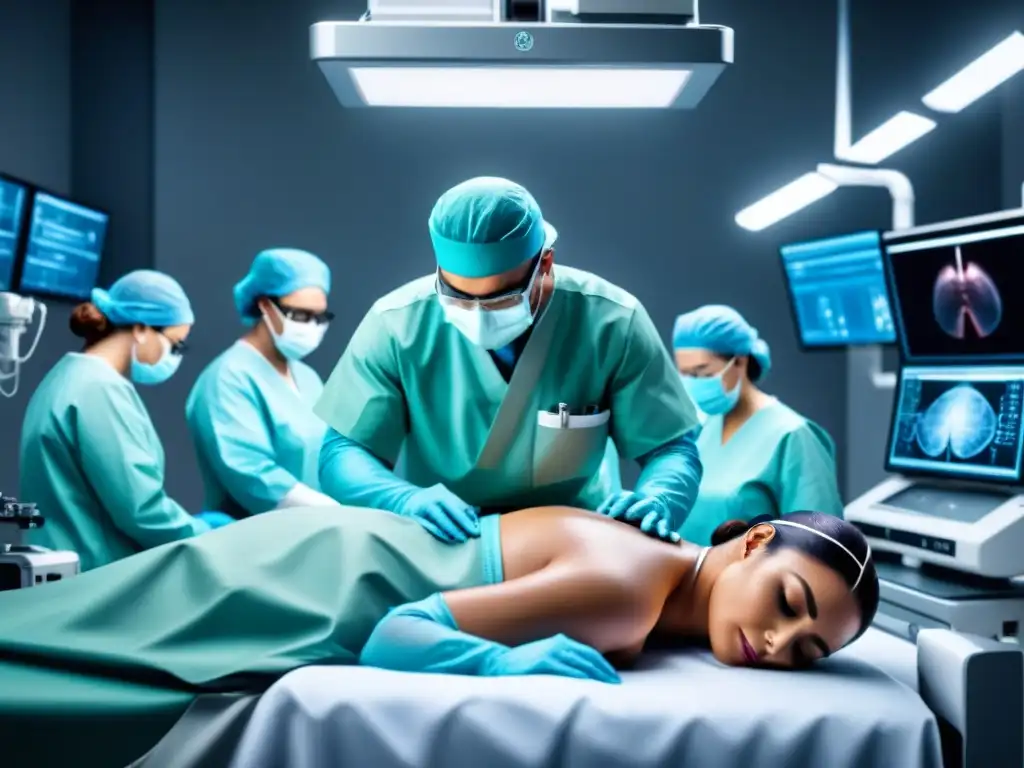 Un cirujano realiza una cirugía mínimamente invasiva con tecnología avanzada