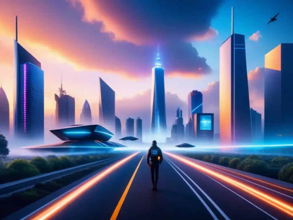 Visión futurista de ciudad con tecnologías emergentes protección infraestructuras