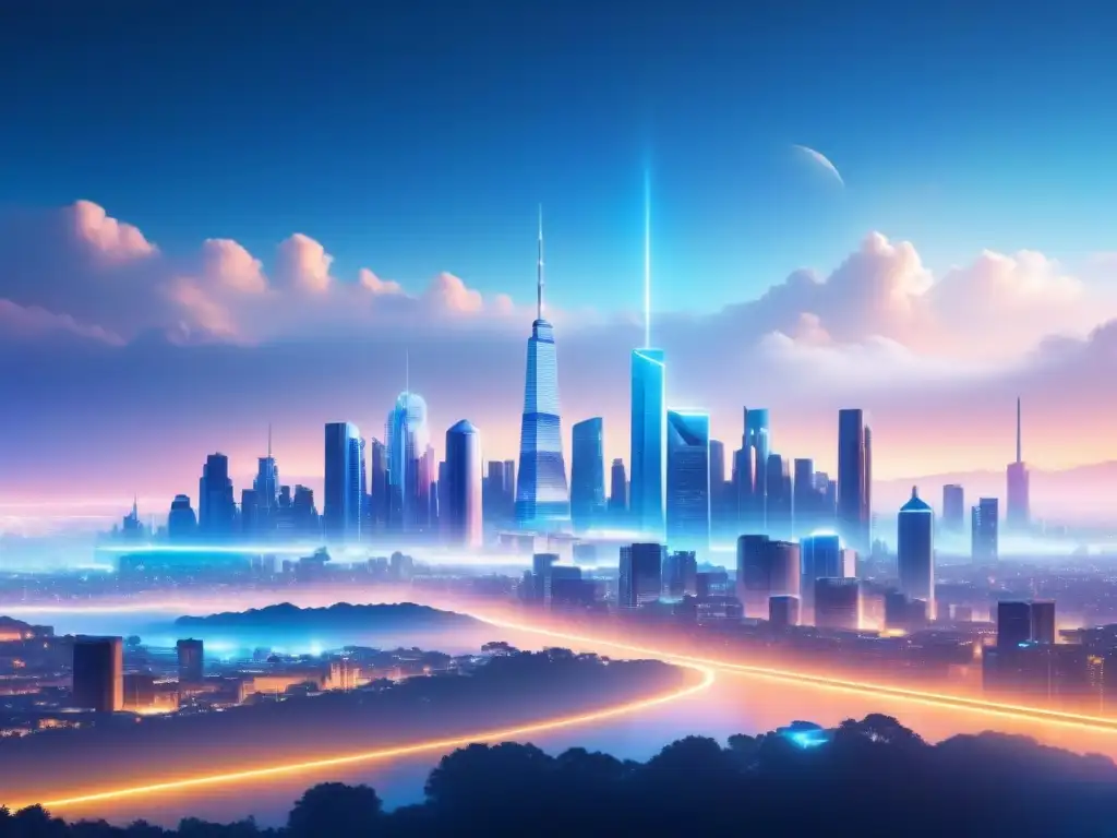Visión futurista de ciudad tecnológica