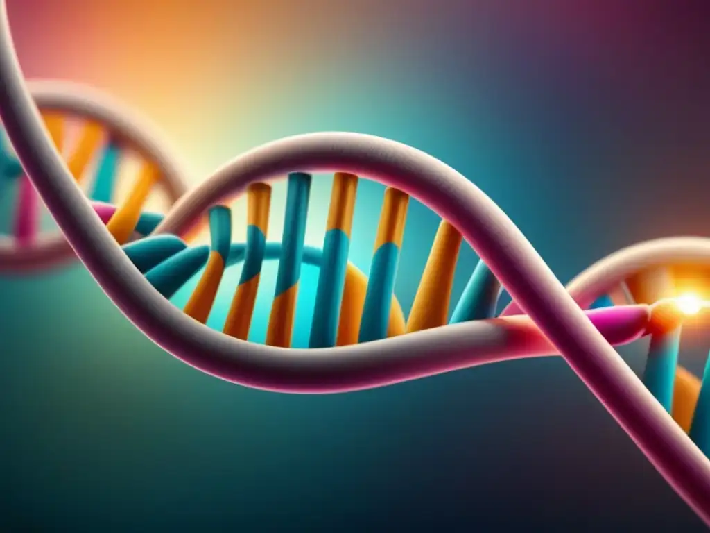 Un ADN de colores vibrantes simboliza la diversidad genética e innovación en ingeniería genética