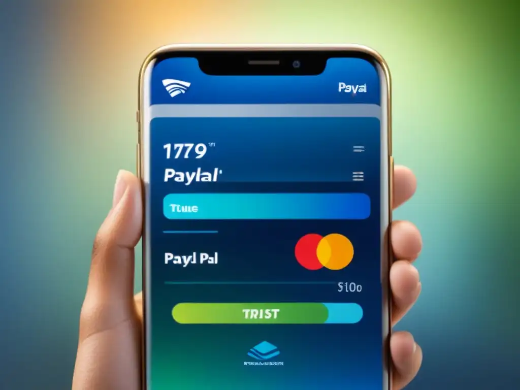 Comparativa de plataformas de pago digital 2023 con iconos de PayPal, Apple Pay, Google Pay, Bitcoin y Ethereum en un diseño moderno sobre fondo degradado azul y verde