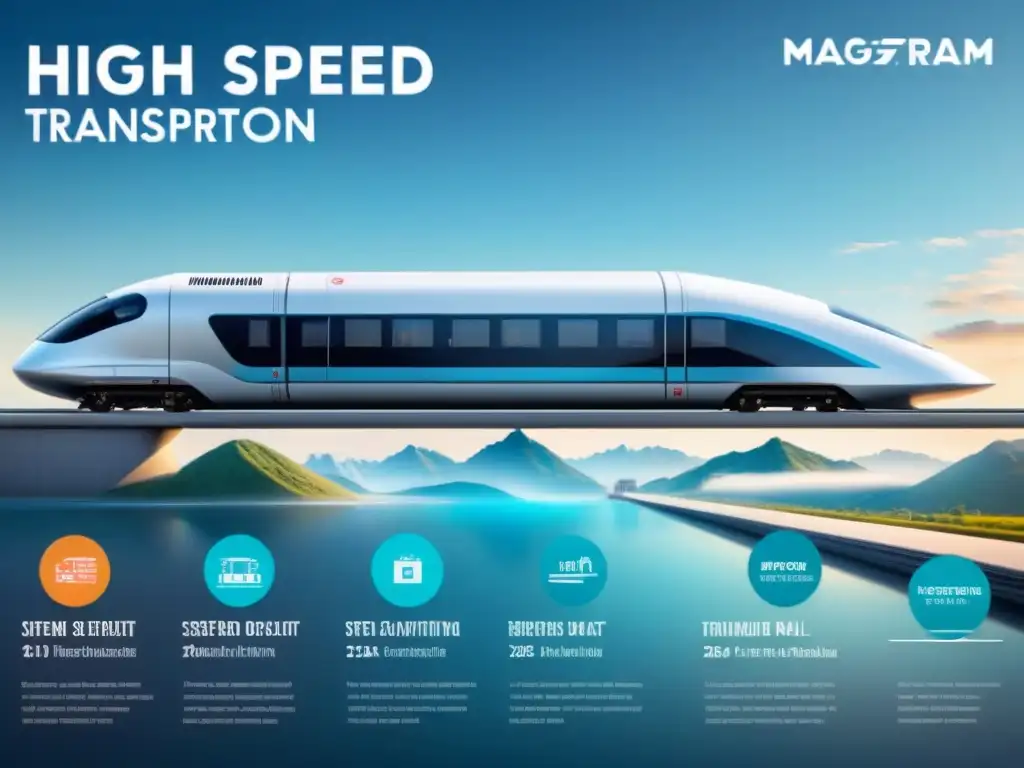 Comparativa de sistemas de transporte de alta velocidad: diseño moderno y elegante con datos de trenes Maglev, Hyperloop y alta velocidad tradicional