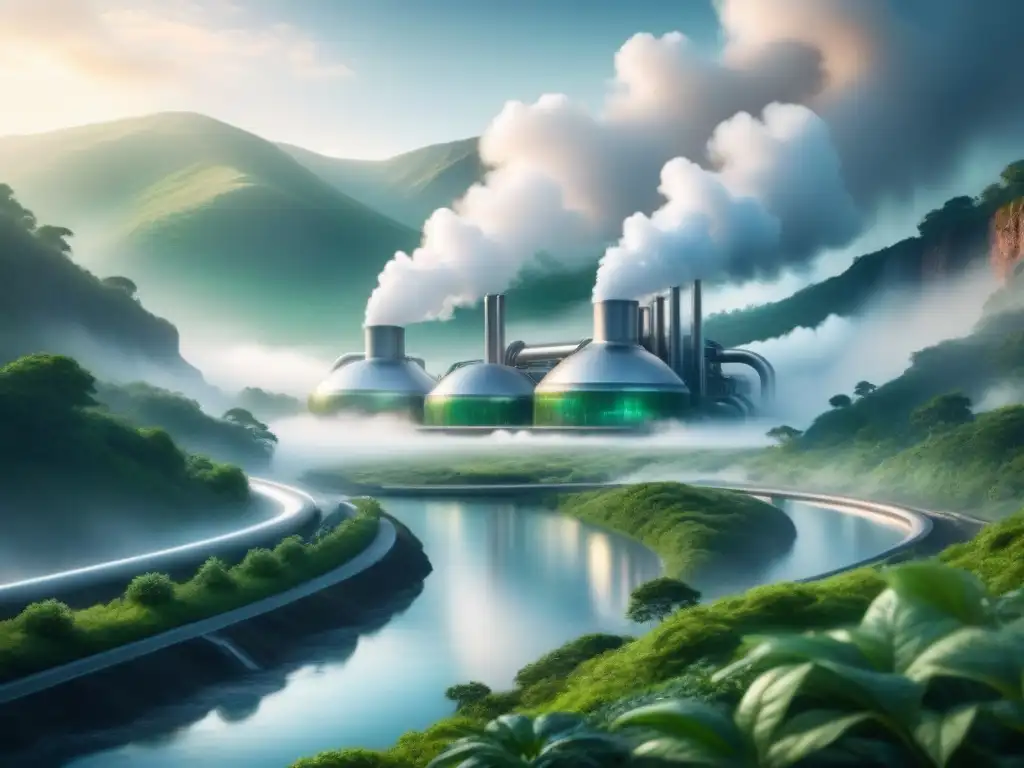 Complejo industrial futurista alimentado por energía geotérmica