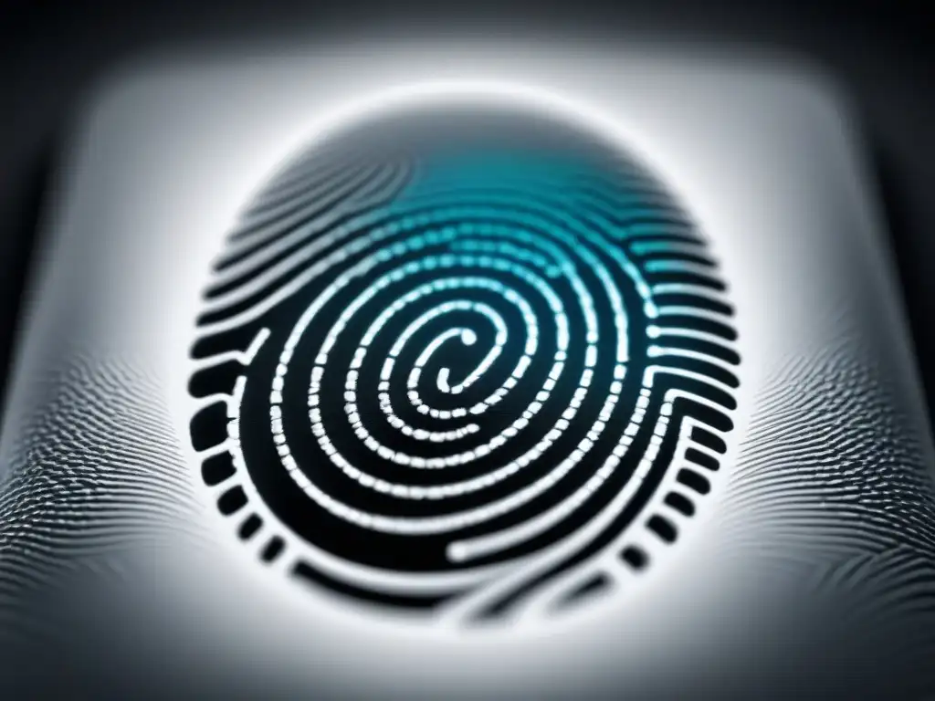 Protege tu creación: huella digital con símbolo de copyright Detallada huella digital digital con símbolo de copyright, representando la importancia de la gestión de derechos de autor en el desarrollo de software