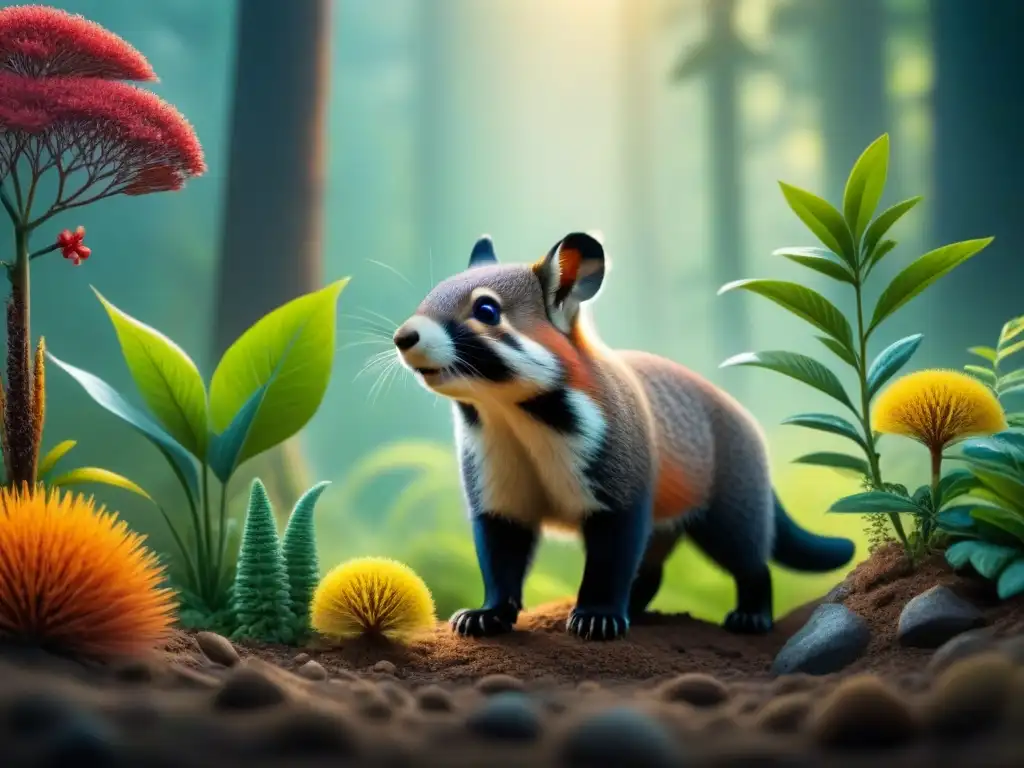 Ilustración detallada y minimalista de especies vegetales y animales diversas entrelazadas, reflejando la interconexión de recursos genéticos en regulaciones de biodiversidad