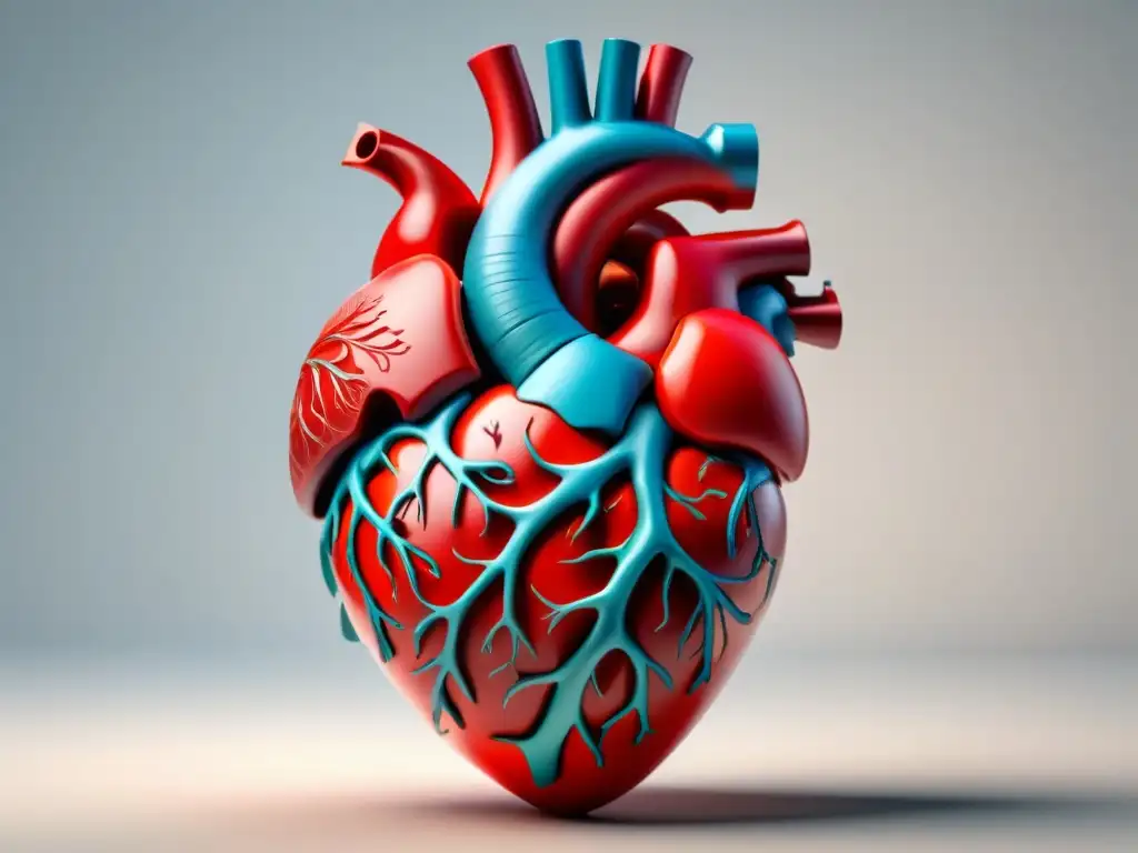 Detallado modelo anatómico de corazón humano impreso en 3D para educación médica