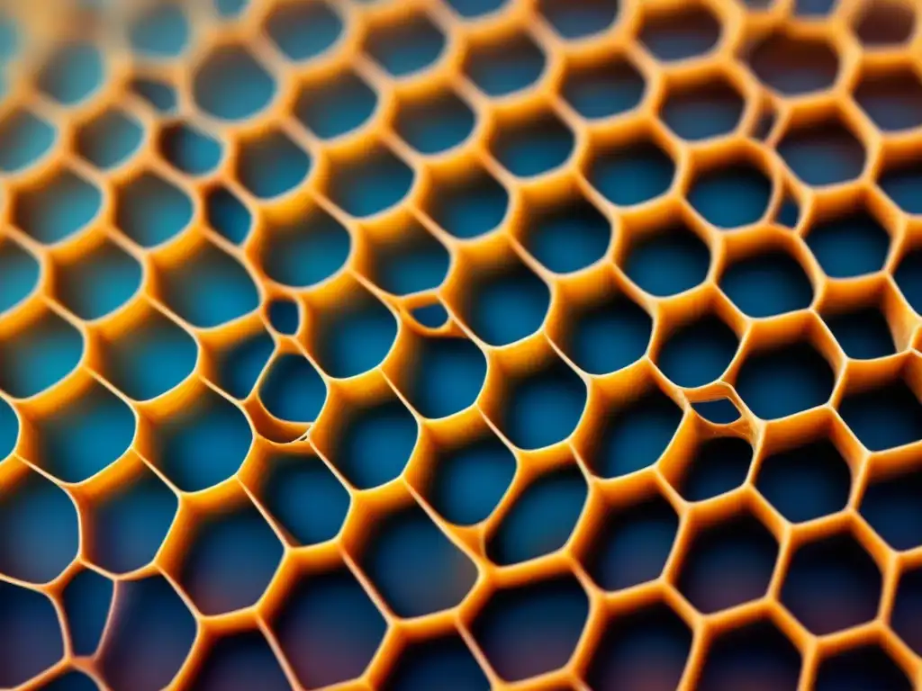 Detalle asombroso del grafeno en microscopio, con estructura de panal y átomos de carbono visibles