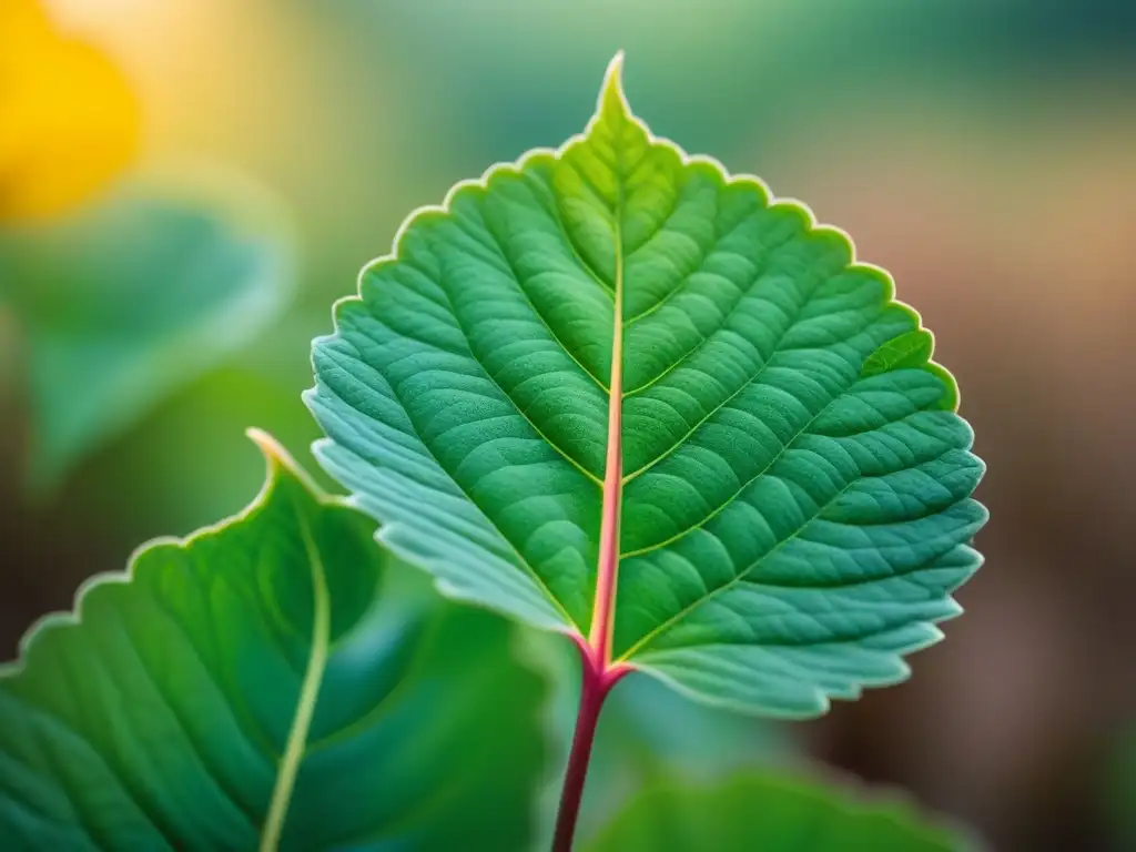 Detalle asombroso de planta editada genéticamente, resistente a plagas, reflejando innovación en agricultura