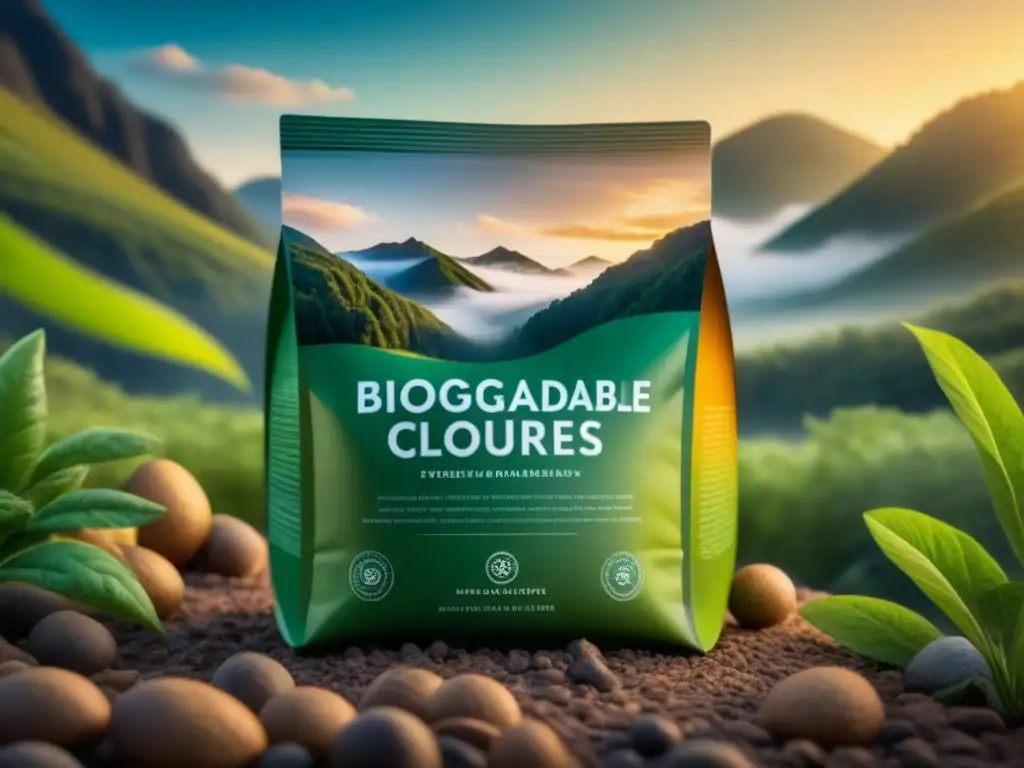 Detalle ecoamigable: envase biodegradable y sostenible hecho de fuentes vegetales para alimentos