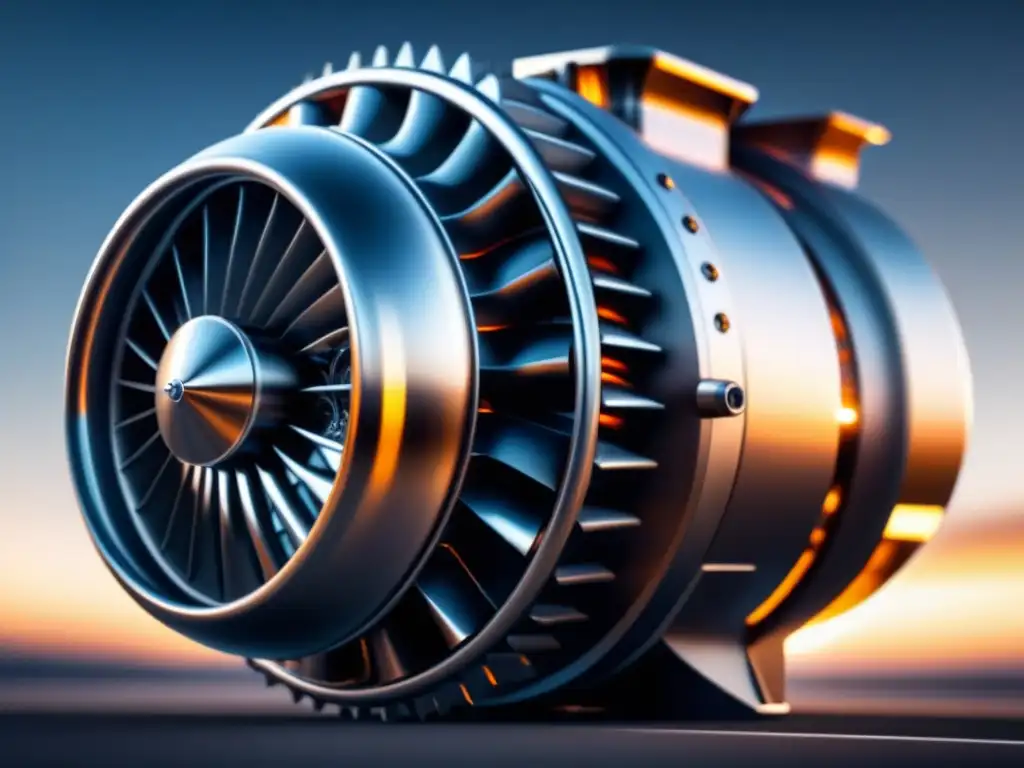 Detalle impactante de una turbina futurista en movimiento, mostrando la recuperación de energía en industria
