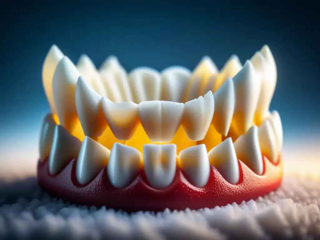 Detalle impecable de corona dental impresa en 3D, resaltando la calidad y precisión de las resinas impresión 3D sector dental