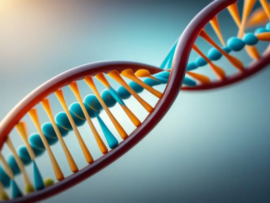 Detalle impresionante de la estructura de ADN, resaltando la complejidad de regulaciones en ensayos clínicos de biotecnología