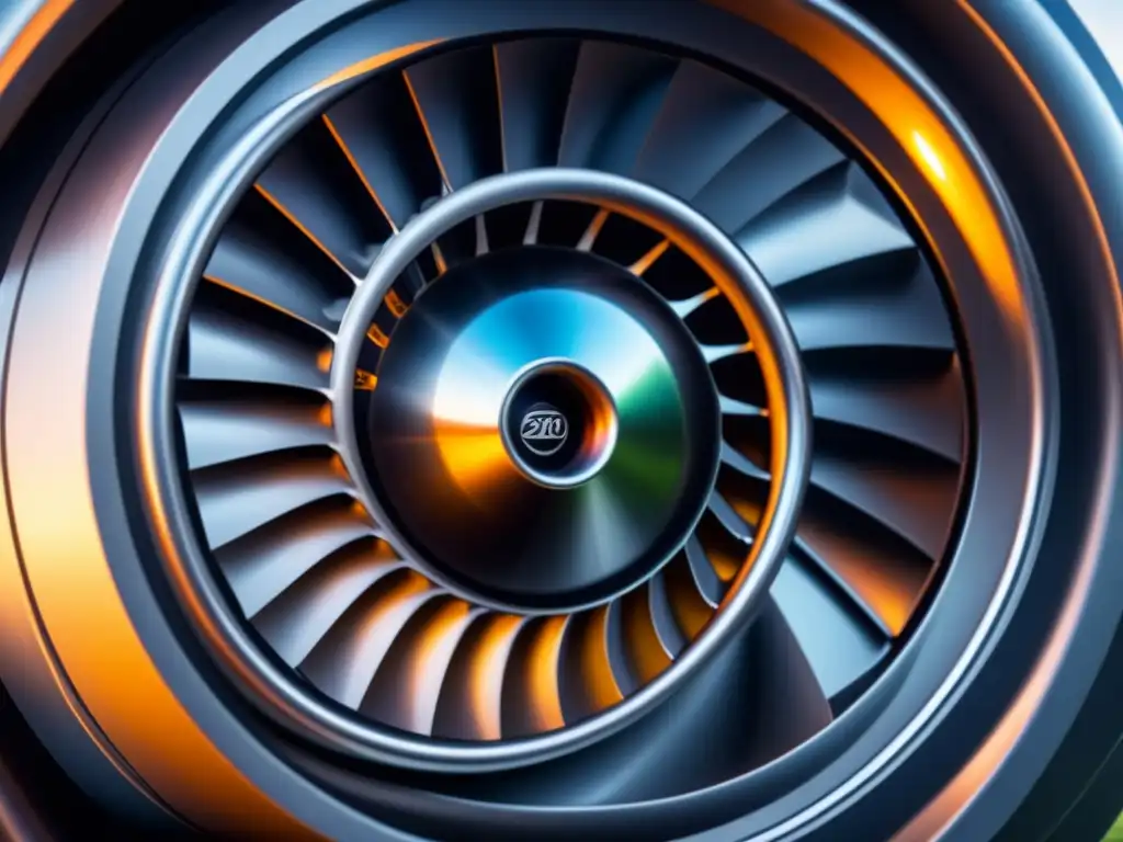 Detalle impresionante de un motor de turbina futurista, irradiando tecnología avanzada y eficiencia energética