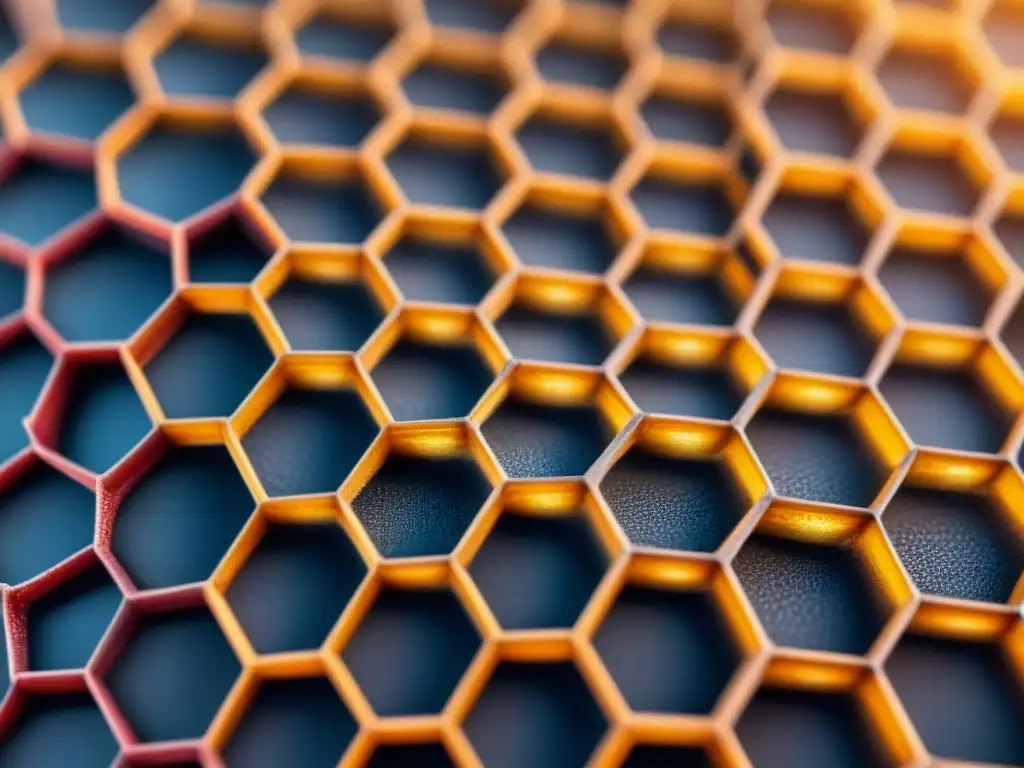 Detalle increíble del grafeno bajo microscopio, resaltando su estructura hexagonal y propiedades únicas