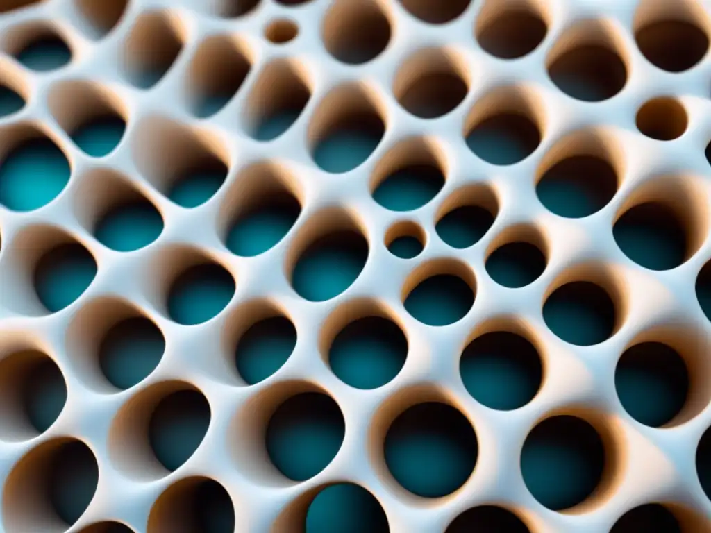 Detalle de material cerámico moderno con estructura molecular avanzada, evolución en aplicaciones cerámicas
