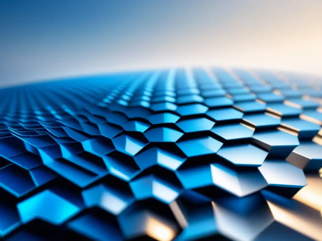 Detalle en 8K de metales superconductores en redes eléctricas, con patrones metálicos y tonos azules eléctricos