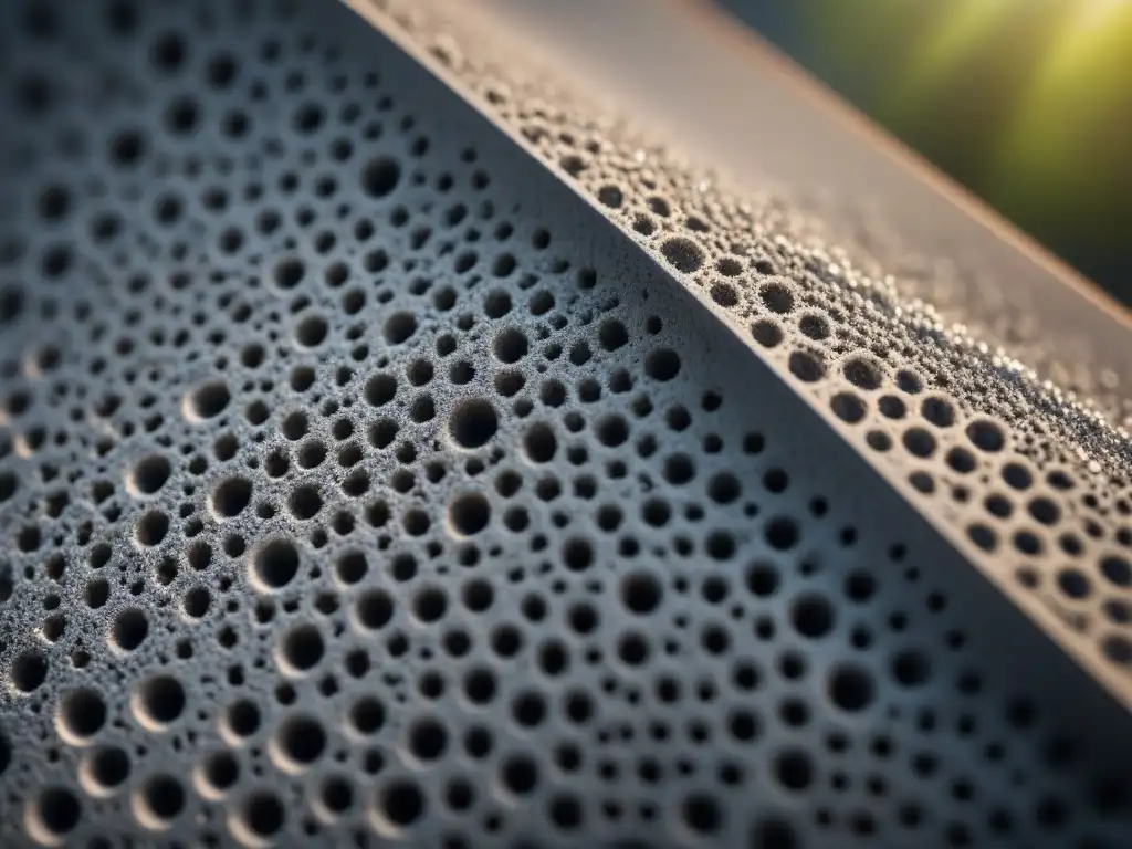 Concreto reforzado con nanopartículas de plata para mayor resistencia Detalle de pared de concreto con nanoreforzados en materiales construcción, mostrando resistencia y durabilidad mejoradas