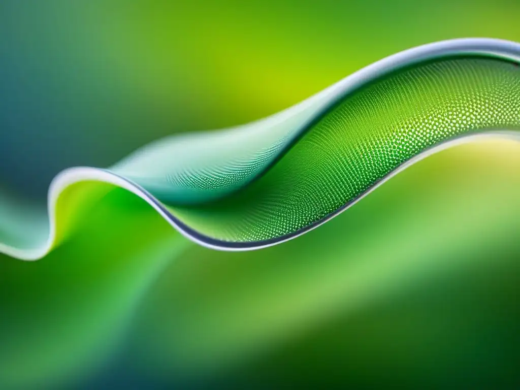 Detalle de película de polímero biodegradable, mostrando su estructura molecular en un fondo neutro